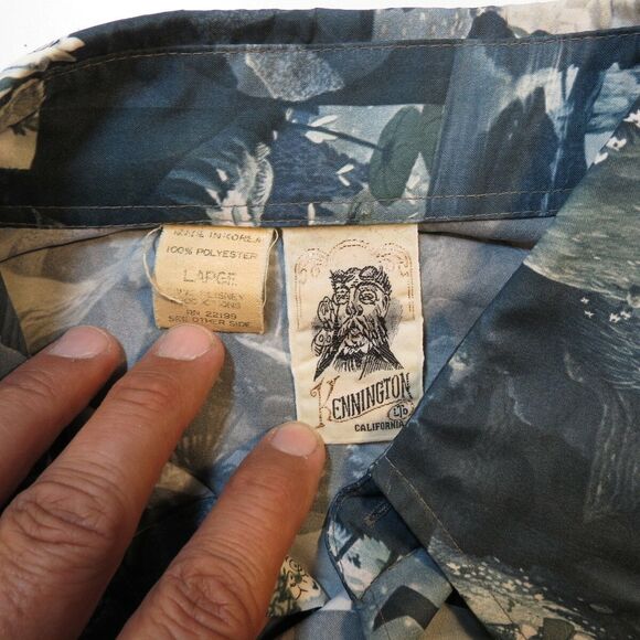 VINTAGE 1970 ALICE IN WONDERLAND KENNINGTON DISNEY POLYESTER DISCO SHIRT Sz L - Picture 5 of 5